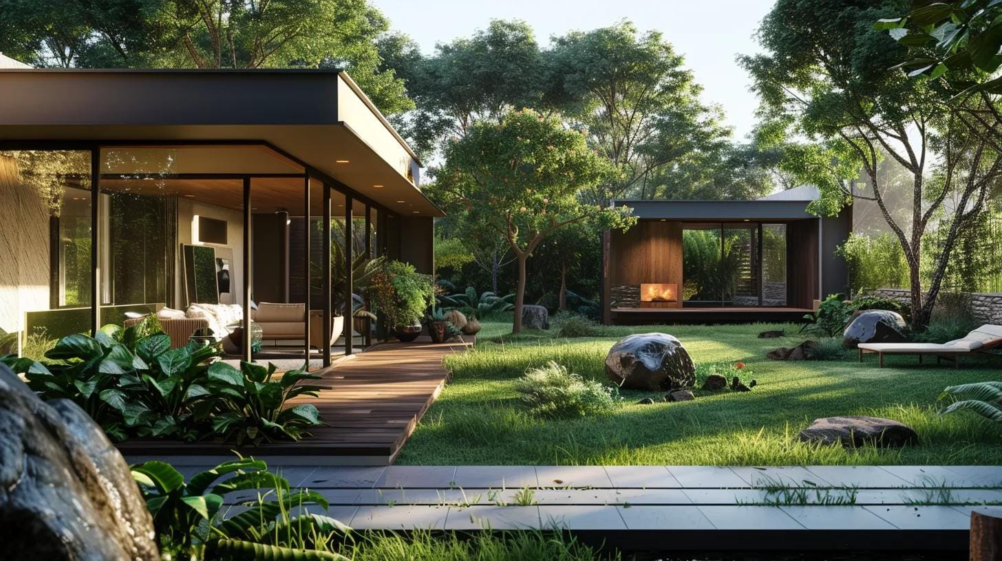 house with nature backyard