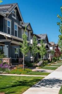 denver colorado homes with frontyard and street view no text no lettering