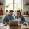 Couple reviewing mortgage documents in a cozy kitchen, symbolizing home financing decisions