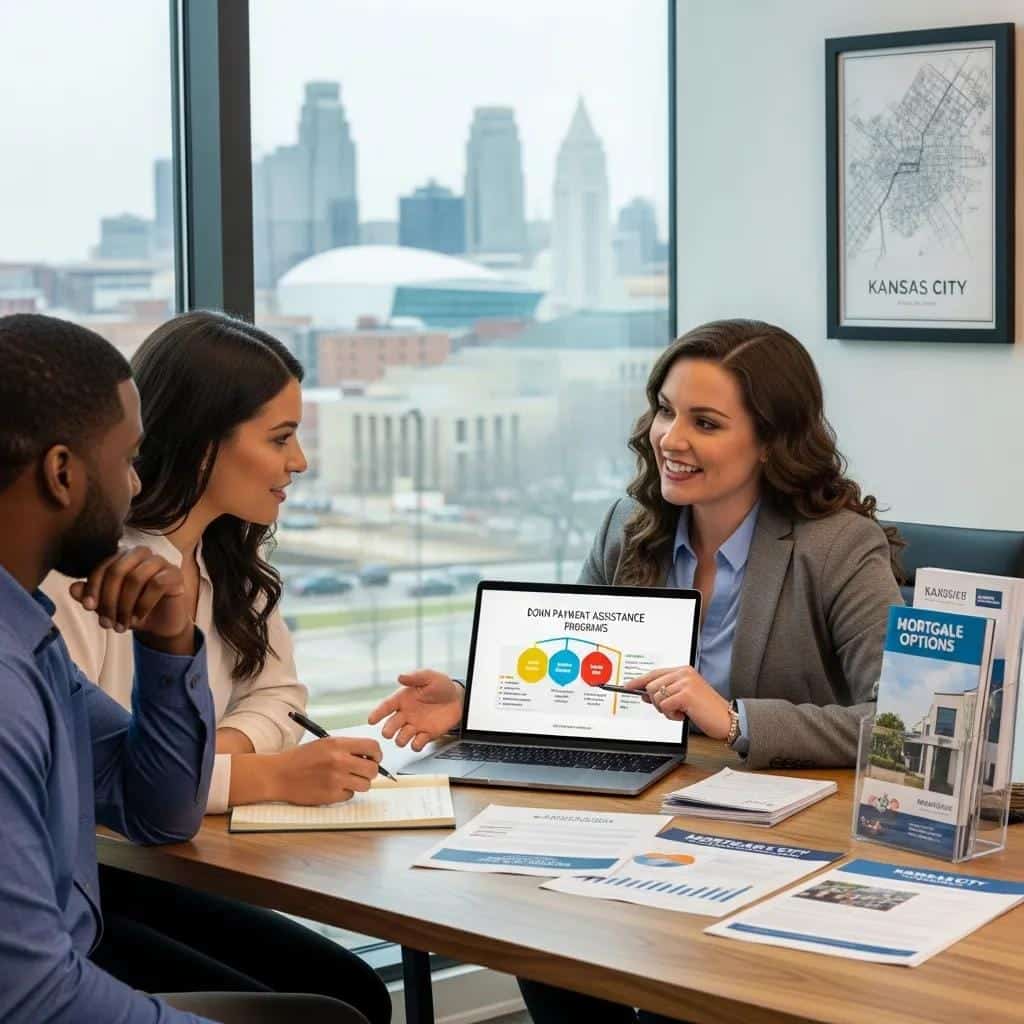 Mortgage advisor explaining local down payment assistance options to first-time buyers