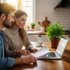 Couple reviewing mortgage documents at a cozy kitchen table, symbolizing informed financial decisions