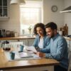 Couple reviewing mortgage documents in a cozy kitchen, emphasizing the importance of understanding escrow accounts